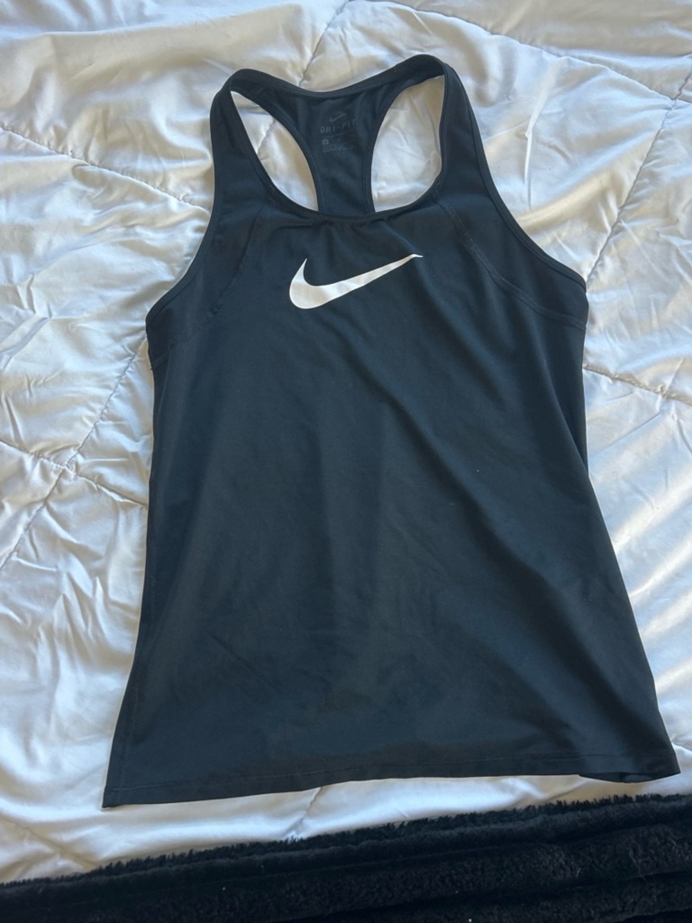 Nike Black Racerback Tank with White Swoosh
